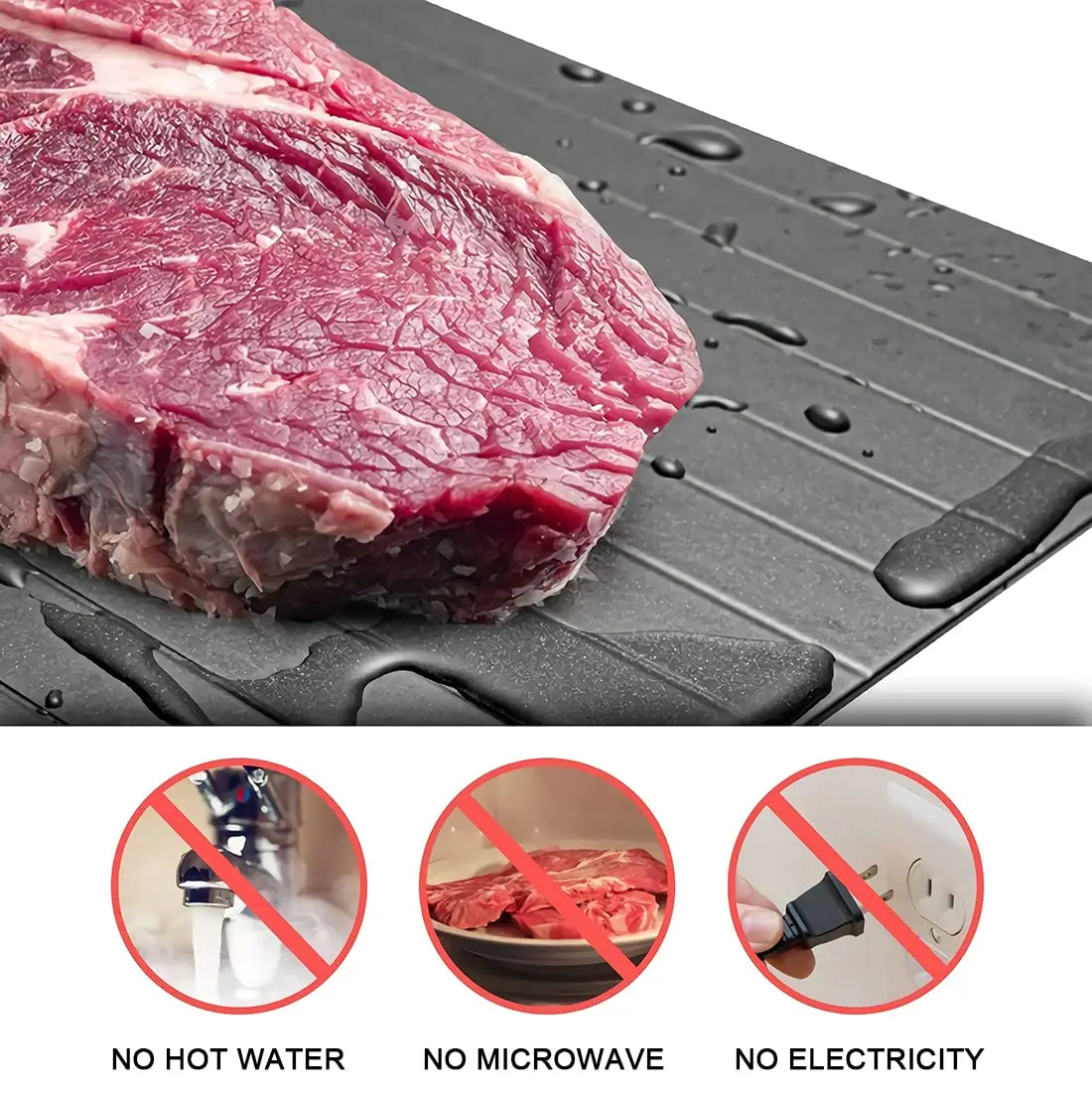 Quick Defrosting Tray Non-Stick Surface and High Thermal Conductivity – Easy to Clean Use and Store for Frozen Meat and Fish