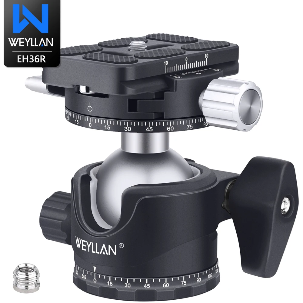 Tripod Head 720&deg; Dual Panorama Professional Video Ball Head Mount Low Profile Quick Release Plate Ballhead DSLR Camera EB36R tripod ball head camera panoramic head