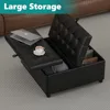 35.5 Inch Square Leather Storage Ottoman, Large Ottoman Coffee Table, Lift Top Tufted Ottomans Toy Box Footrest for Living Room 4