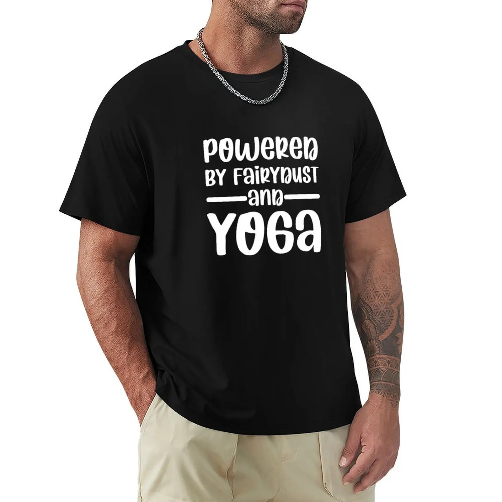 

Powered By Fairydust And Yoga Fitness Yoga T-Shirt anime quick drying tshirts for men