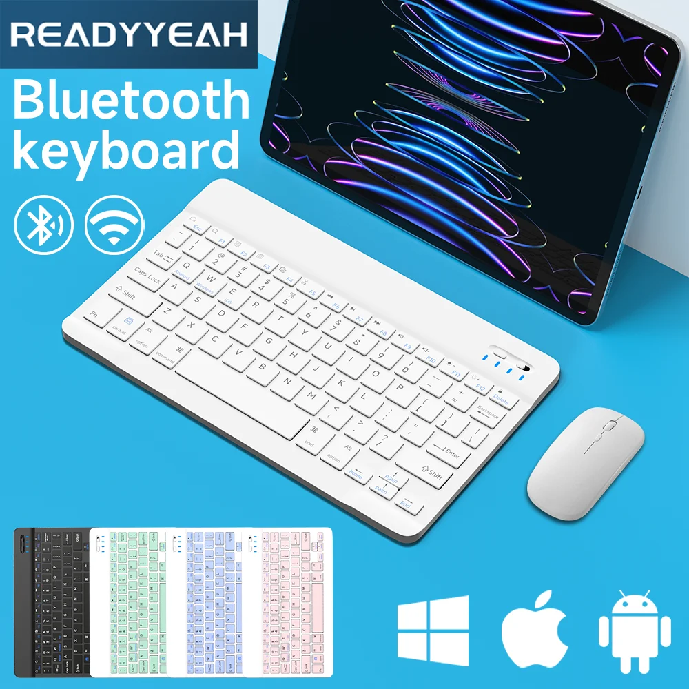 Teclado e Mouse sem Fio Bluetooth Mini Teclado para Ipad Android Ios Windows Samsung Apple Phone Tablet