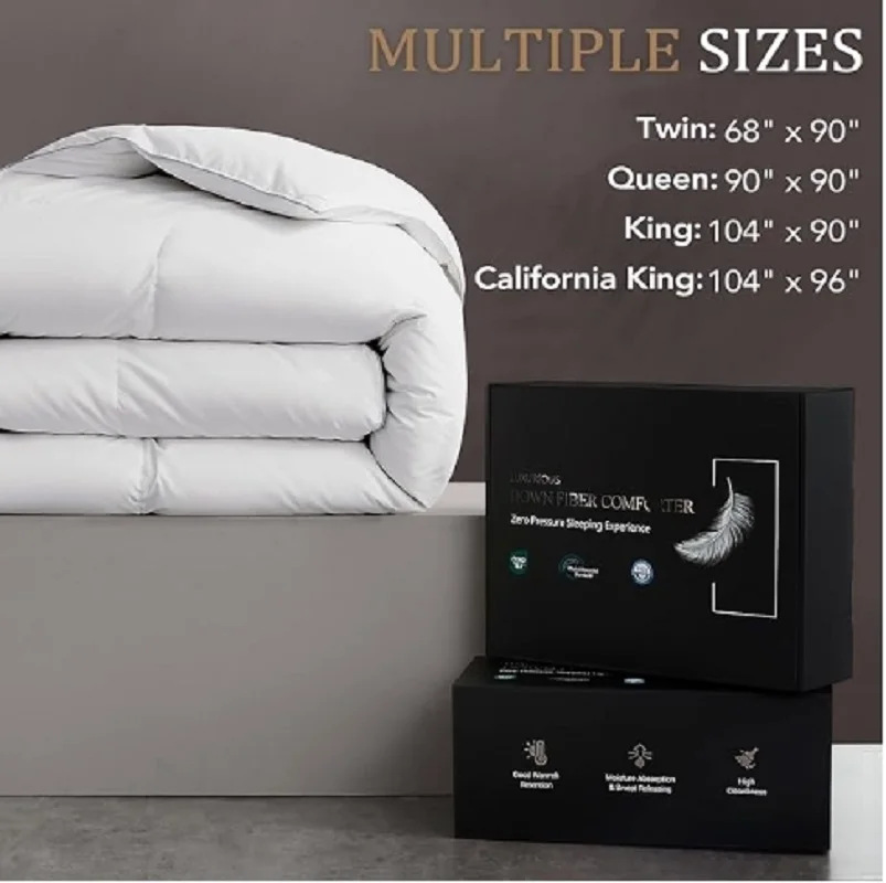 downluxe Luxurious Down Fiber Comforter with Premium Fabric, All Seasons Medium Warmth Duvet Insert King, Hotel Collection Down 5