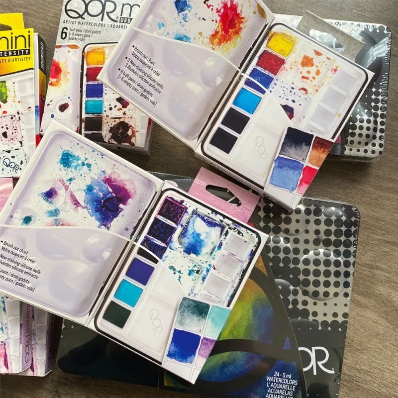 미국 QOR 단색 수채화 안료, 5ml 튜브 팩, 기본 24 색 고채도 다리미 박스 세트, 아티스트 아트 페인팅 용품