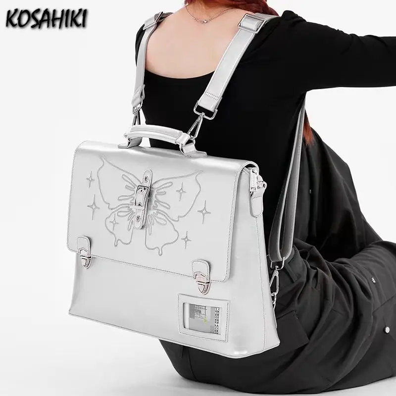 Mochila Estrella Estética Y2K - Diseño Grunge Vintage Con Acentos De Calavera, Nylon Liviano, Ideal Para Viajes Y Conciertos