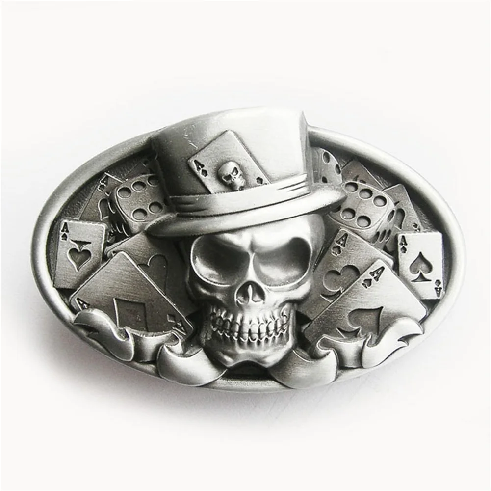 

Antique Brushed Silver Skull Tattoo Casino Oval Belt Buckle also Stock in US BUCKLE-CS036AS Free Shipping