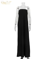 Clacive Summer Loose Black Women's Dress 2025 Fashion Strapless Sleeveless Maxi Dresses Sexy Classic Solid Dress Female Clothing - Image 4