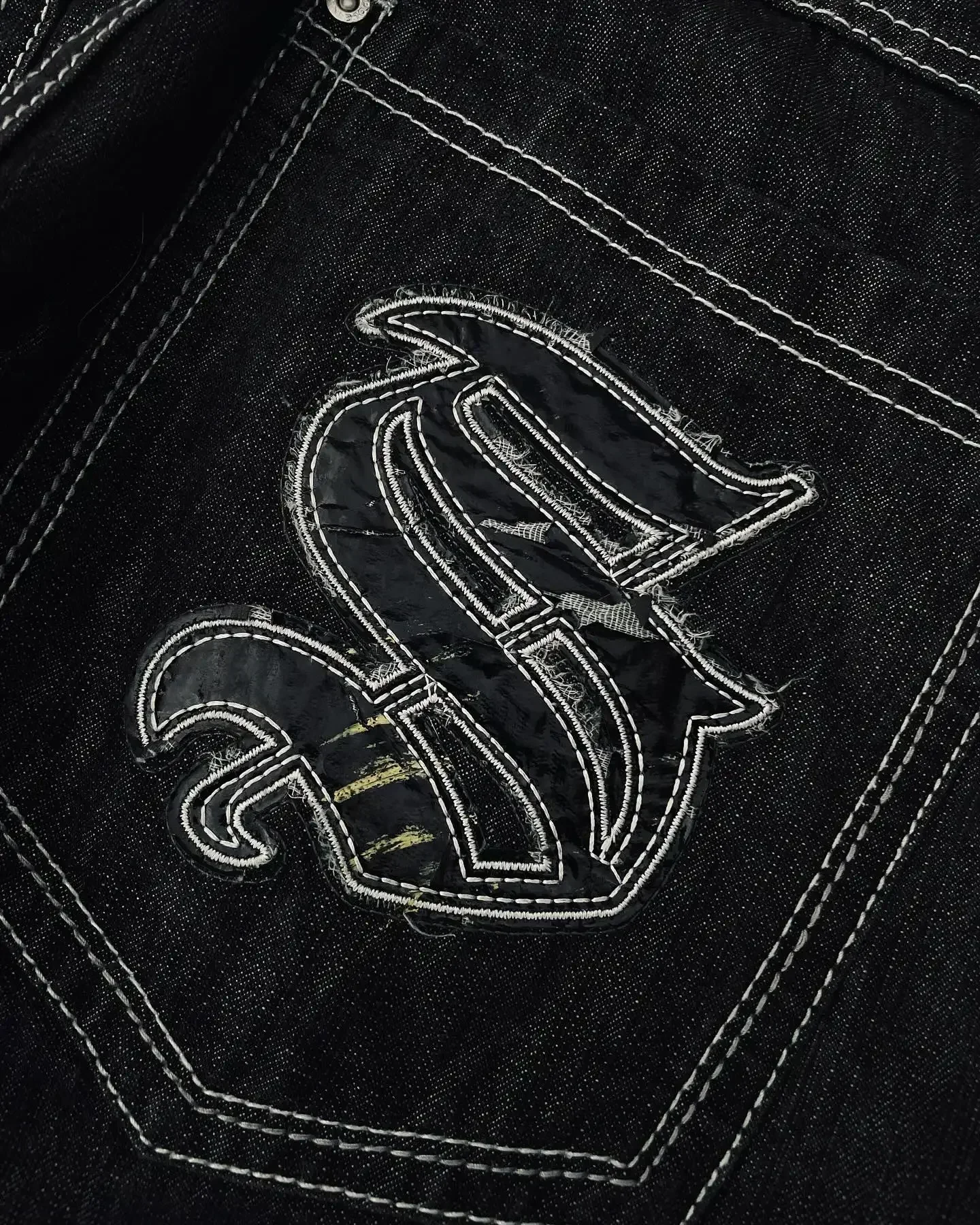 Y2K American Trendy Jeans Retro Gothic Graphic Embroidery Loose men s Jeans Harajuku Hip Hop Street Wide Leg Jeans Pants 3