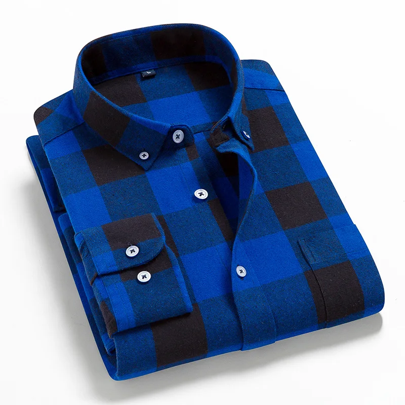 Men Flannel Plaid Shirt 100% Cotton 2023 Spring Autumn Casual Long Sleeve Shirt Soft Comfort Slim Fit Styles Brand For Man Plus