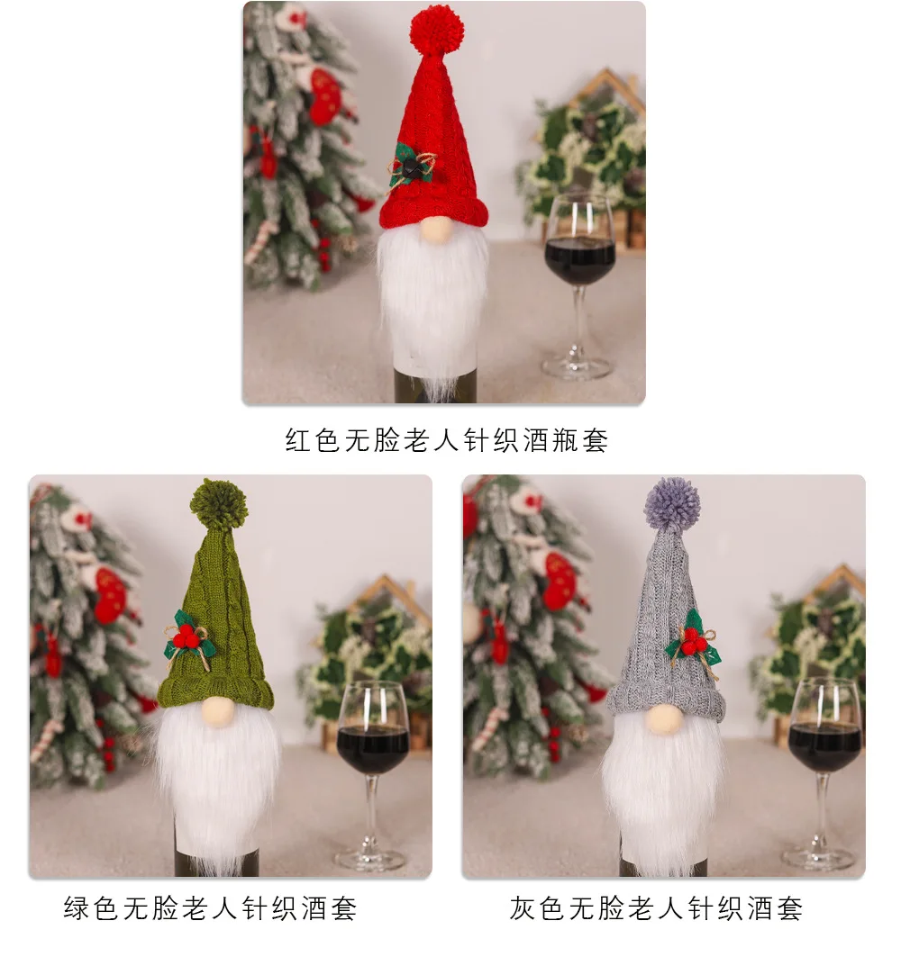 Description Picture 5 of itemChristmas Gift Wine Bottle Cover Set Rudolf Faceless Doll Wine Bottle Bag Champagne Holders Xmas Home Table Navidad Decors