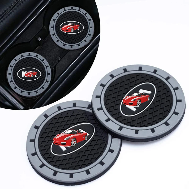 

2Pcs Car Coaster Non Slip Water Cup Mat Anti-Dirt for KIA Soft Silicone Waterproof Car Interior Decoration Accessories