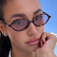 Lunettes de soleil Vintage ovales léopard noir pour femmes, nouvelle marque de mode dégradée élégante Y2K, lunettes de soleil Hip Hop pour dames 2