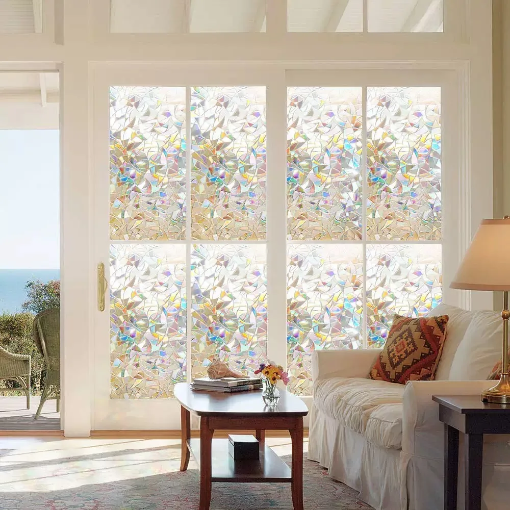 1pc Colorful Crescent Geometric Pattern Electrostatic Glass Window Film Privacy Film For Office Bedroom Bathroom Home Decor 1pc 3