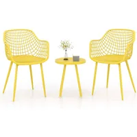 3 Piece Patio Bistro Set, All Weather Heavy Duty Table and Chairs Set of 2 with Widen Seats, Outdoor Furniture Set 1