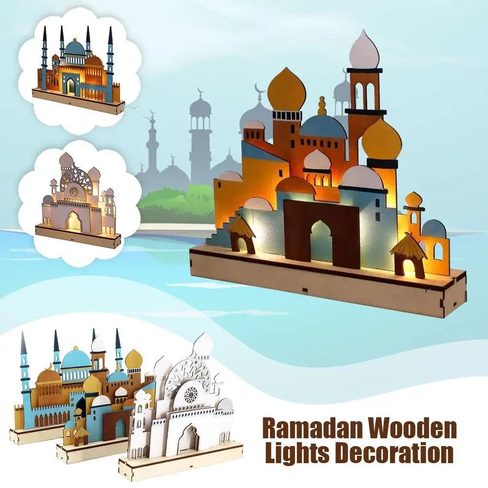 

Деревянные светильники Eid Mubarak, искусственные ночники, мусульманские светильники для дома, мусульманские аксессуары