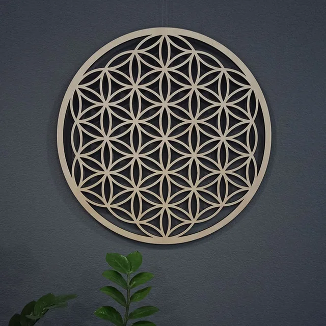 20/30 Cm Szent Geometria Élet Virág Energy Mat Wood Slice Base Of Tisztító Kristályok Gyógyító Tárcsa, Mint Az Otthoni Faldekoráció - Image 2