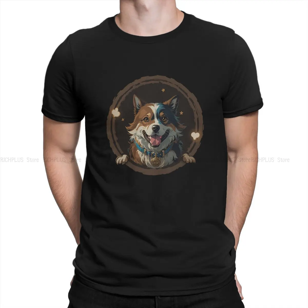 

Corgi Love Man's TShirt O Neck Short Sleeve Polyester T Shirt Humor Gift Idea