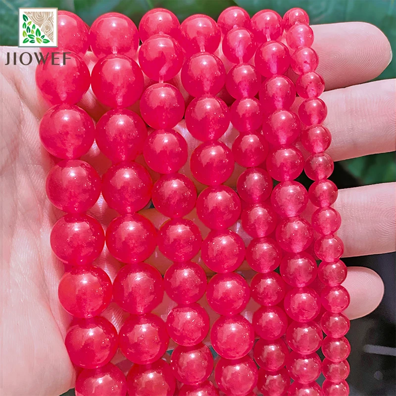 

Natural Stone Rose Red Chalcedony Round Beads for Jewelry Making Handmade DIY Bracelets Necklace 15" Strand 4/6/8/10/12/14mm