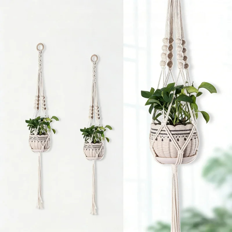 홈메이드 녹색 식물 걸이형 화분 스탠드 105cm 대형 발코니 걸이형 실내 다층 ..