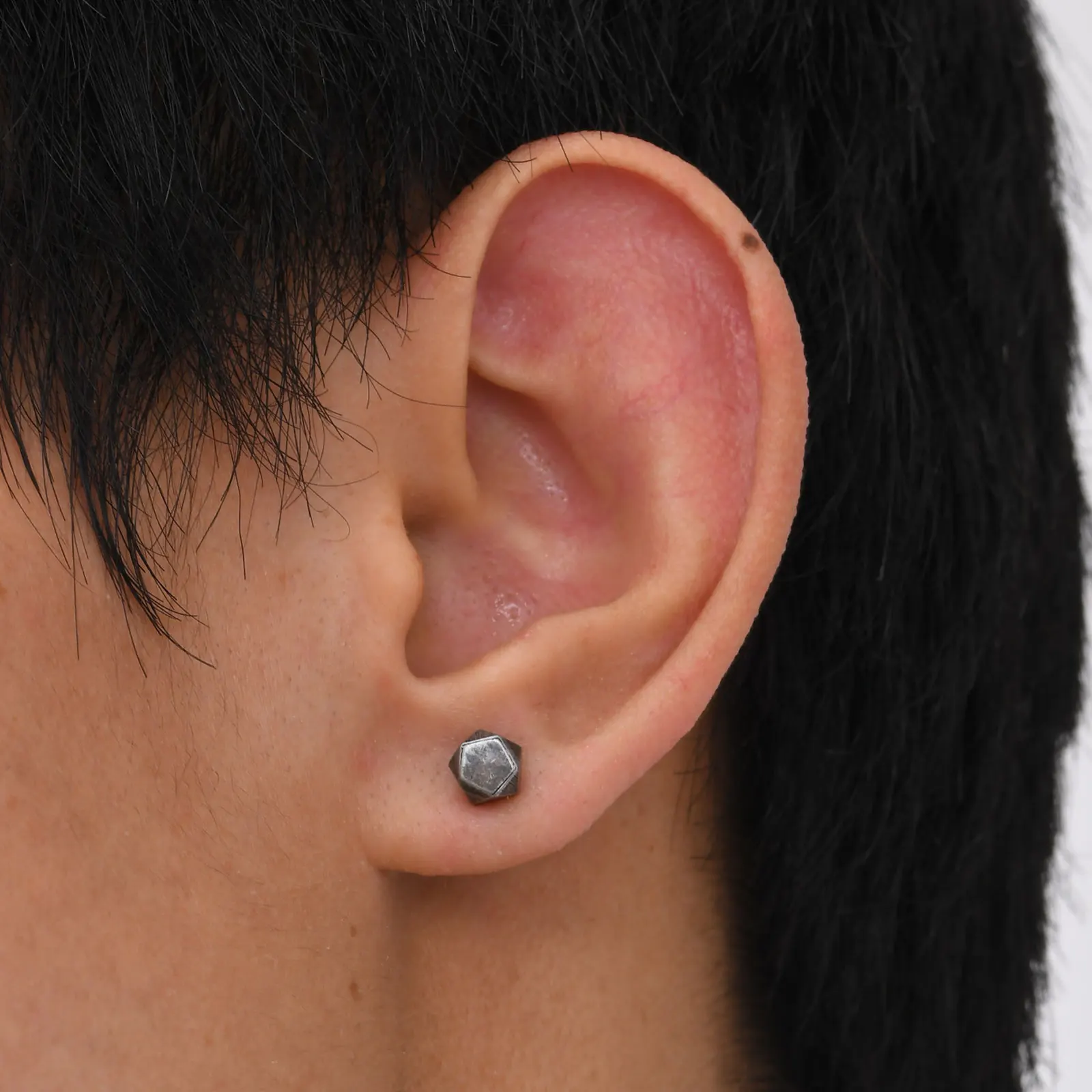 Retro grau geometrische Ohr stecker für Männer Jungen, Edelstahl Herren Ohrring, Rock Punk Industries chmuck Geschenke – Detail 3