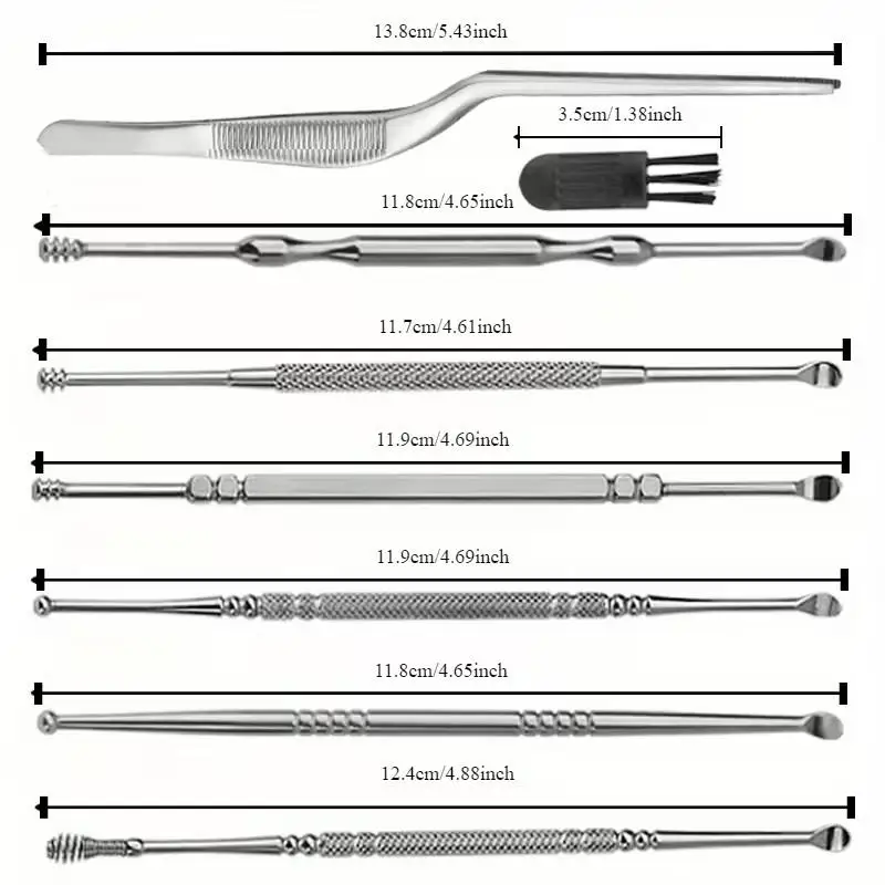 Stainless Steel Earwax Removal Tool Set 7 Piece Ear Care Kit_voghion.com