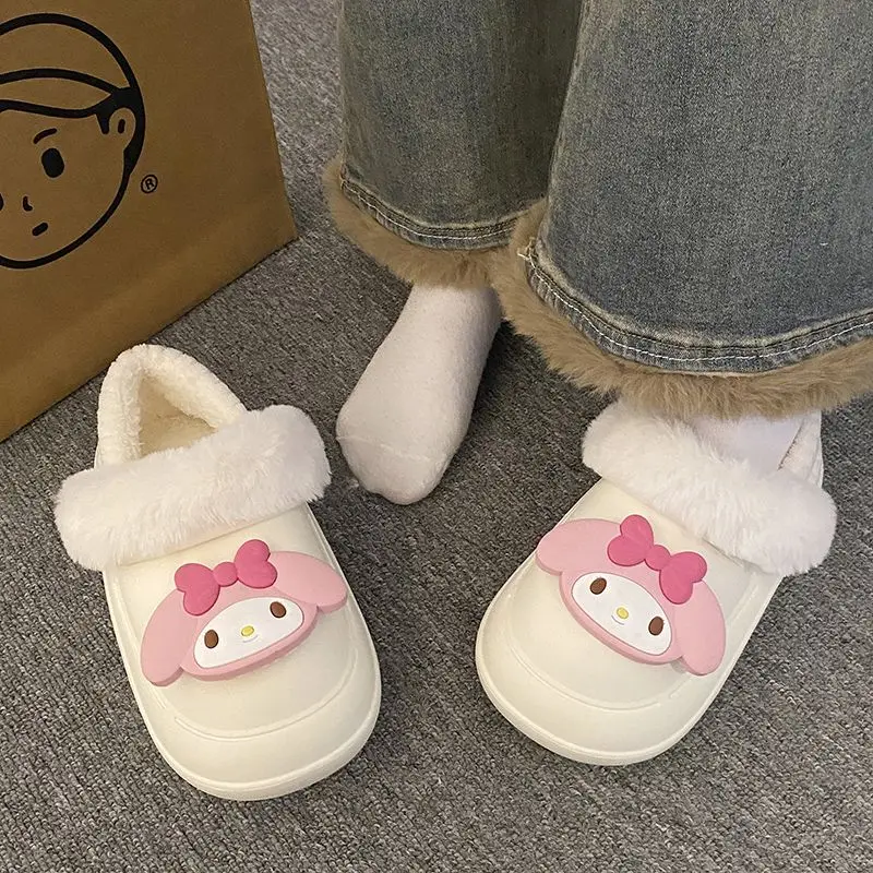 

Miniso Kuromi Slippers Kawaii Sanrio Anime My Melody Plush Shoes Sweet Cute Cartoon Warm Babys Soft Shoes Non Slip Gift for Kids
