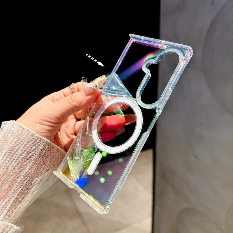 Luxury Magsafe Magnetic Gradient Aurora Laser Phone Case - Hard Bumper Clear Cover