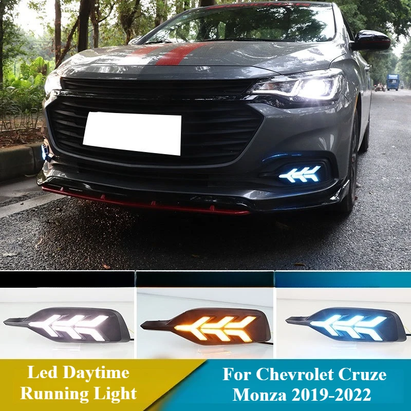 Car Led Daytime Running Light For Chevrolet Cruze Monza 2019-2022 Streamer Turn Signal Modified Front Fog Light DRL 12V Daylight detail image 1