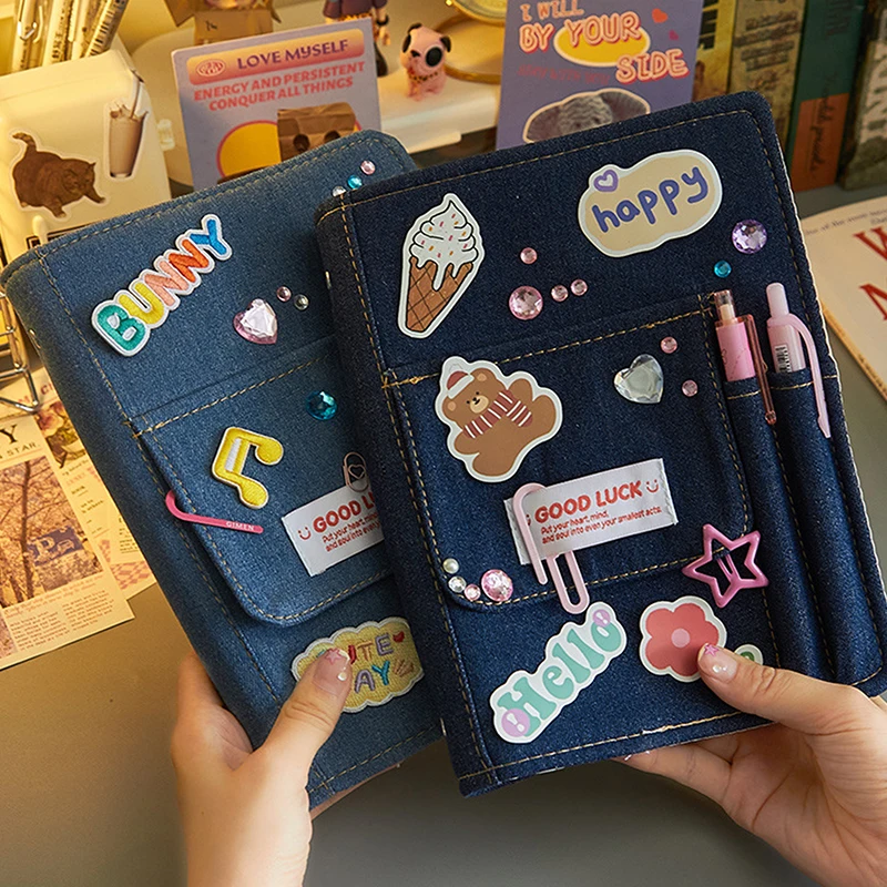 Denim Cloth Y2k Cowboy Booklet Retro Style American Handbook Girls Notebook Diy Hand Account