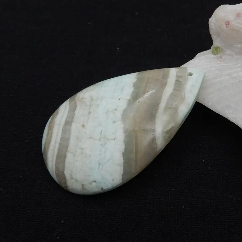 Natural Stone Hemimorphite Water Droplet Pendant Bead 57x37x7mm 22g Semiprecious Stone DIY Jewelry Making Necklace Accessories