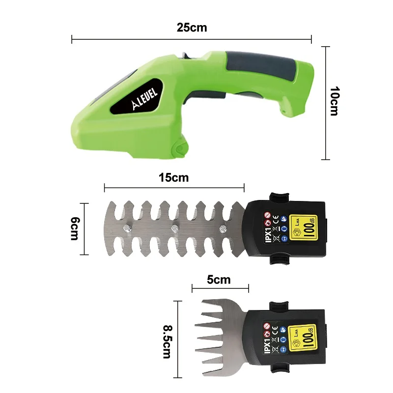 2 IN 1 Handheld Electric Hedge Trimmer Cordless Grass Shear Shrub Trimmer Rechargeable Grass Cutter for Garden/Lawn 5