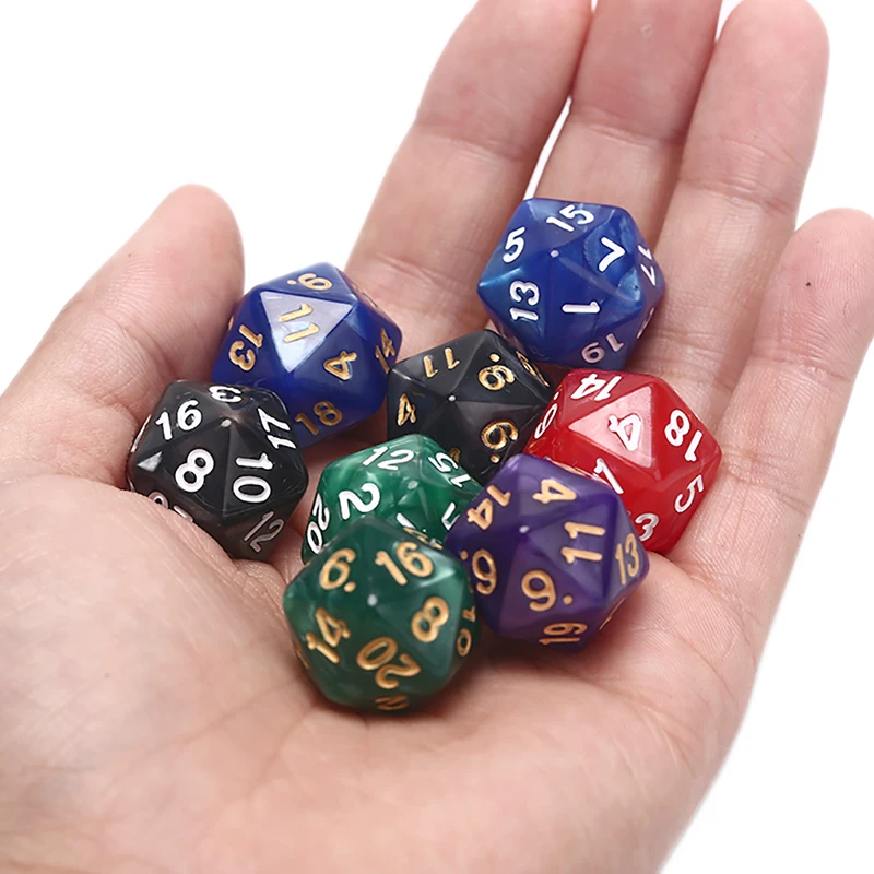 10pcs set d20 colored dnd dice durable party game table game game dice acrylic 20 sided polyhedral dice trpg dnd 1PC Durable Pearlized D20 Dice Acrylic 20 Sided Dice for Board Game