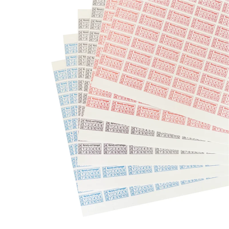 200pcs new 26/27/28 year Red Blue Black rectangular fragile label 16X8mm product seal warranty Tear invalid sticker
