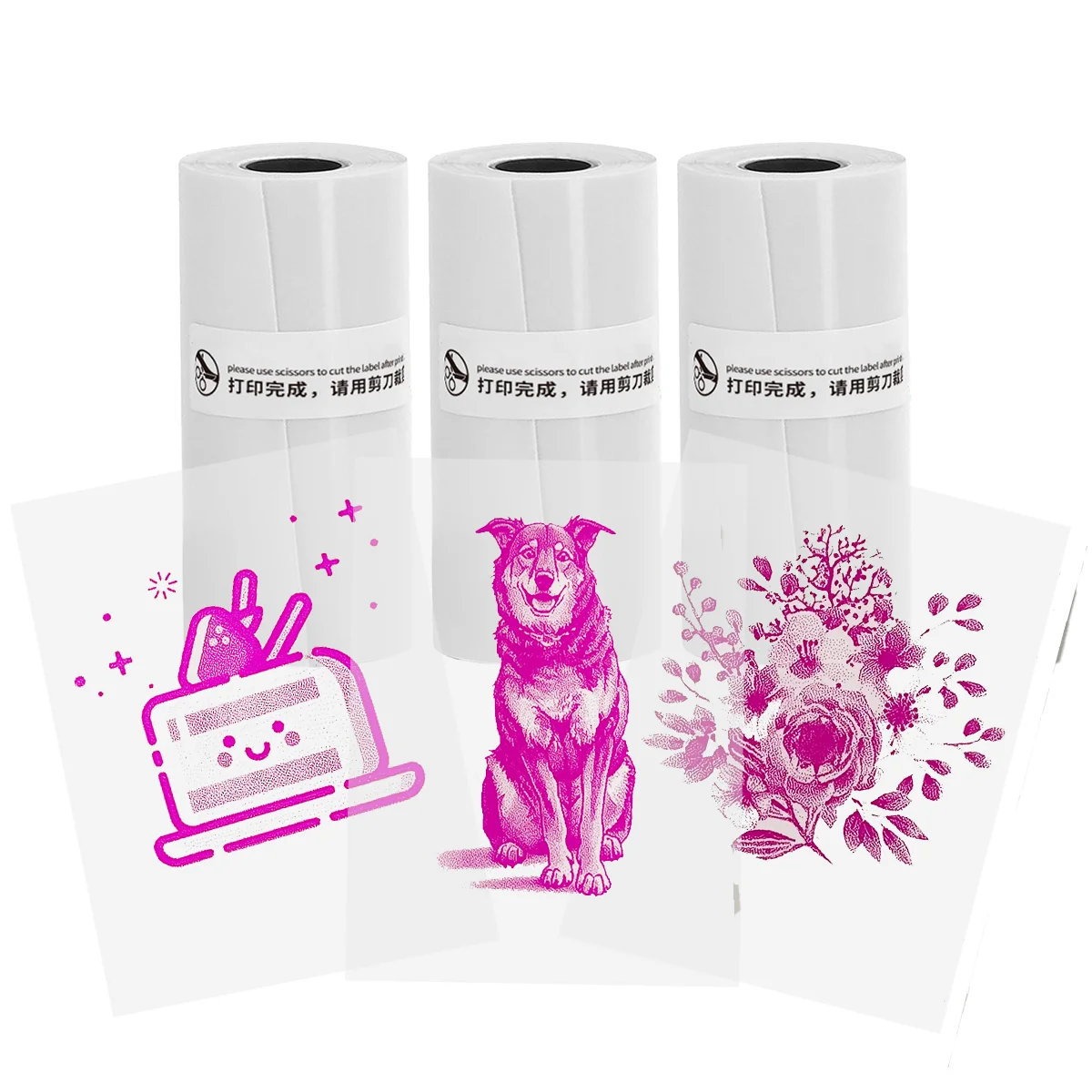 3Rolls Pink On Clear