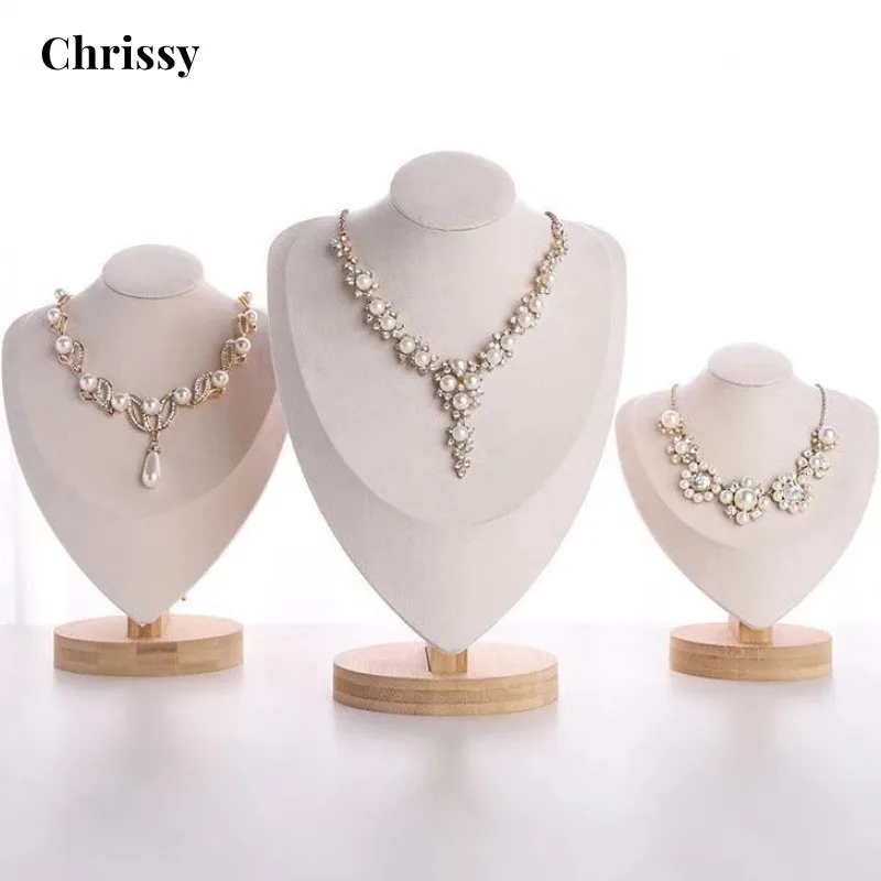 Velvet necklace display for selling, White jewelry necklace organizer,  Small bust jewelry stand - AliExpress