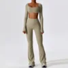 Yoga Set 2PCS Seamless Women Sportswear Workout Clothes Athletic Wear Gym Legging Fitness Bra Crop Top Long Sleeve Sports Suits 2