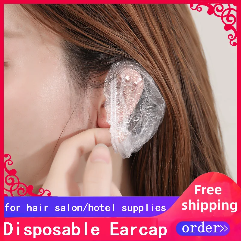 

Free Shipping Waterproof PE Disposable Earcap Hotel Supplies Hair Salon Wholesale Whashing Hair Protect Ear Beauty Dye the Hair