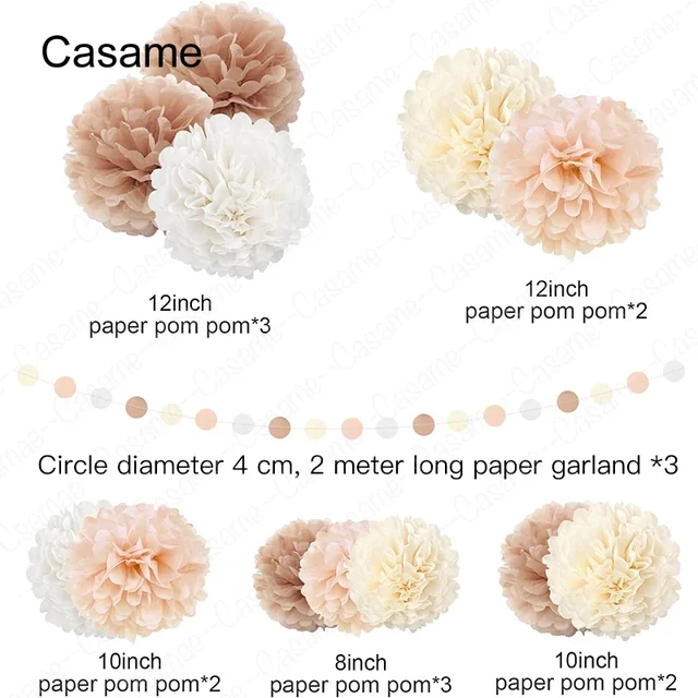 Decorazioni Pom Pom Di Carta - Set 20 Pezzi In Tema Rosa Per Matrimoni, Compleanni E Baby Shower