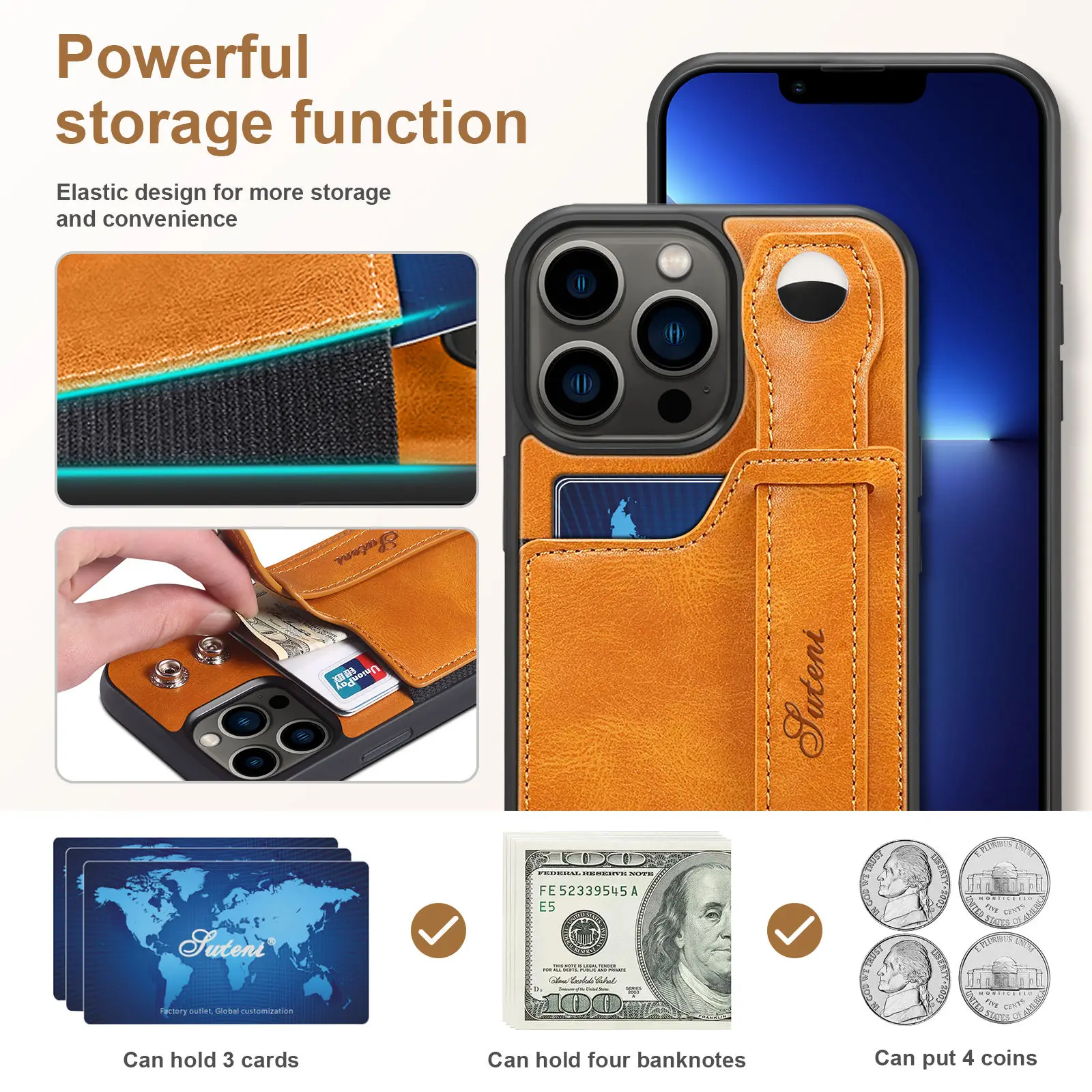 Phone Case 3 Card, Leather Phone Case Wallet for iPhone 12