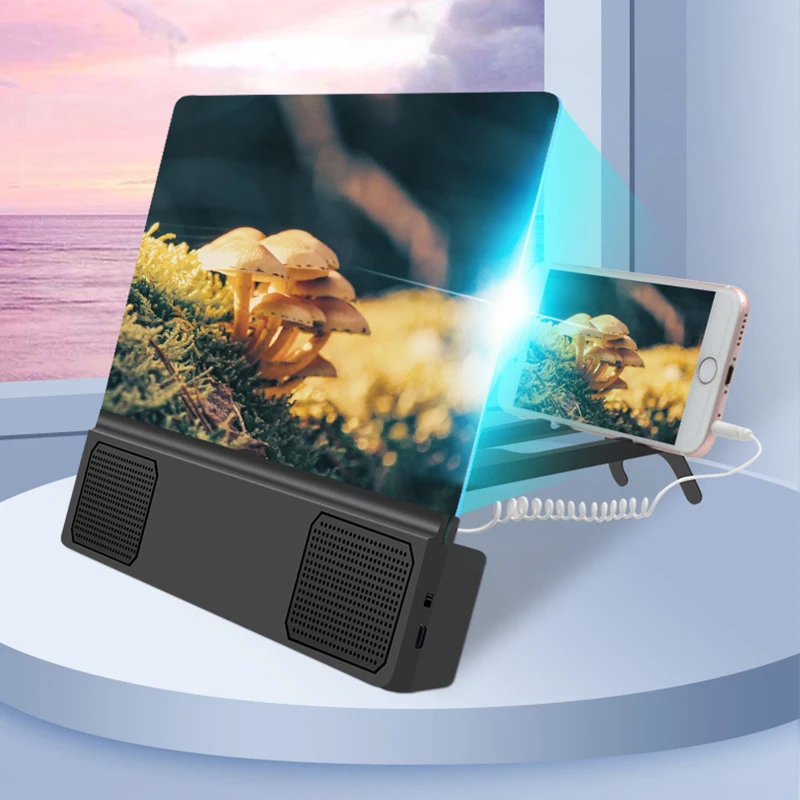 Amplificador de Pantalla para Teléfono Móvil con Altavoz, Lupa de Video, Soporte Plegable 1