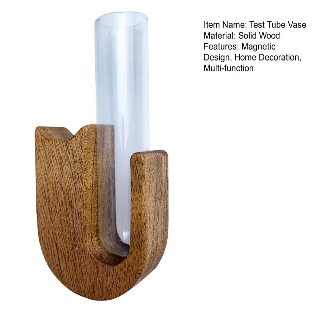 Hydroponic Plants Test Tube Vase Wooden Cat Dog Whisker Collector Refrigerator Magnet Propagation Vase Home Fridge Decoration