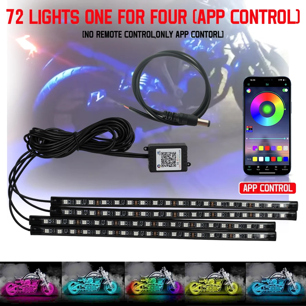 ตัวเลือกสินค้า ไฟ LED ยืดหยุ่น RGB ตกแต่งรถจักรยานยนต์ 12V