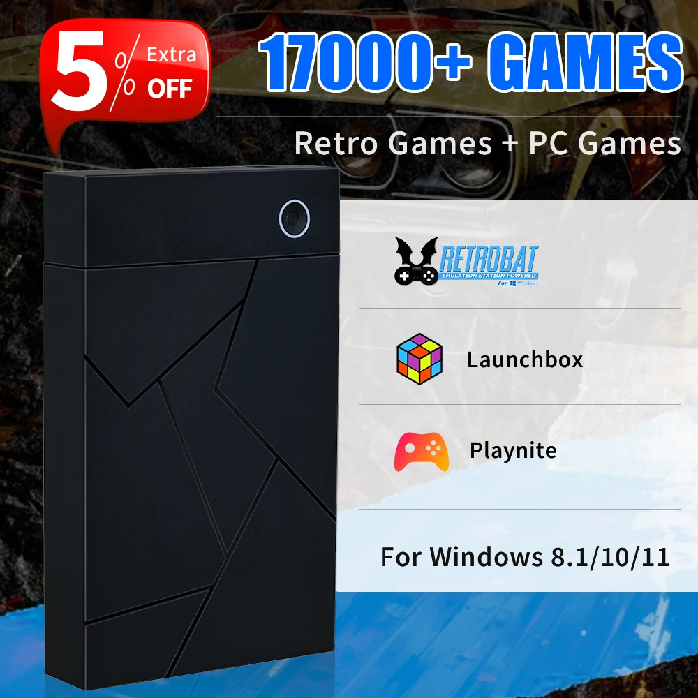 Disco Rigido Da Gioco Da 3Tb Con Launchbox + Retrobat + Playnite Gaming Hdd Per Ps4/Ps3/Ps2/Ps1/Switch/Wiiu/N64 Console Di Gioco Per Pc