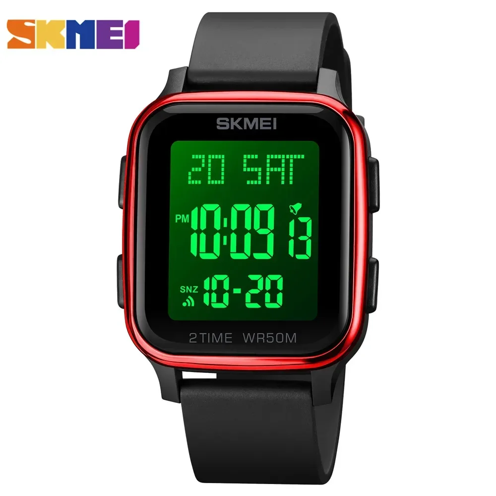 Skmei 1858 masculino 5bar calendário à prova dwaterproof água contagem regressiva relógios de pulso eletrônicos reloj hombre moda led luz relógio digital