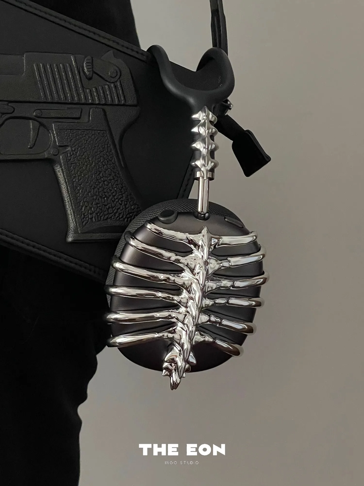 小物 THE EON airpods max case Skeleton 3D Printed Skull Bones Airpods Max Attachment: Silver
