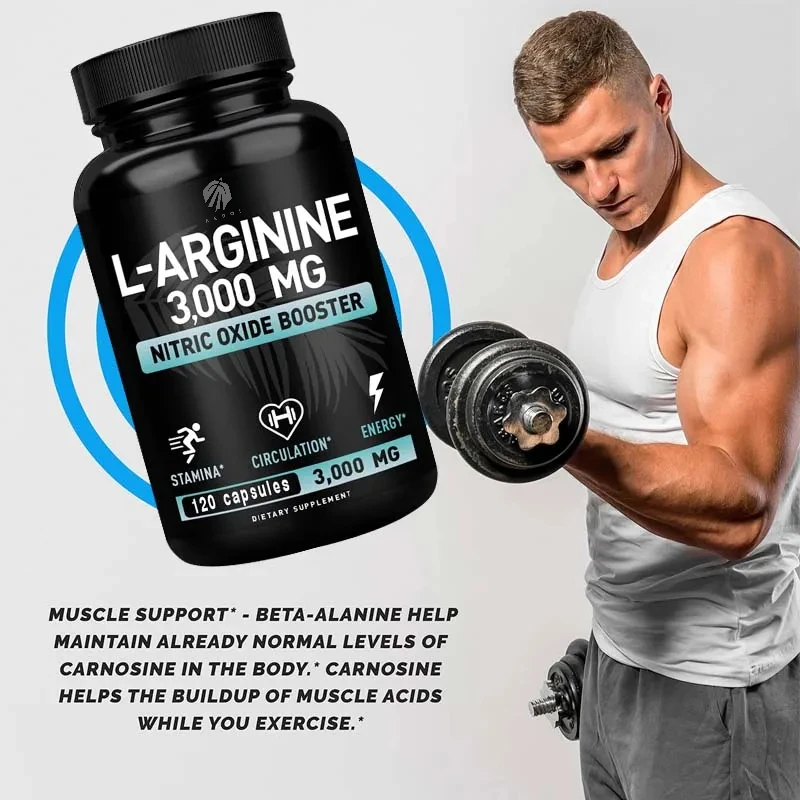 L-Arginine Capsules 3000mg-Nitric Oxide Boosters-for Supporting Muscle Growth, Vascular Function and Energy