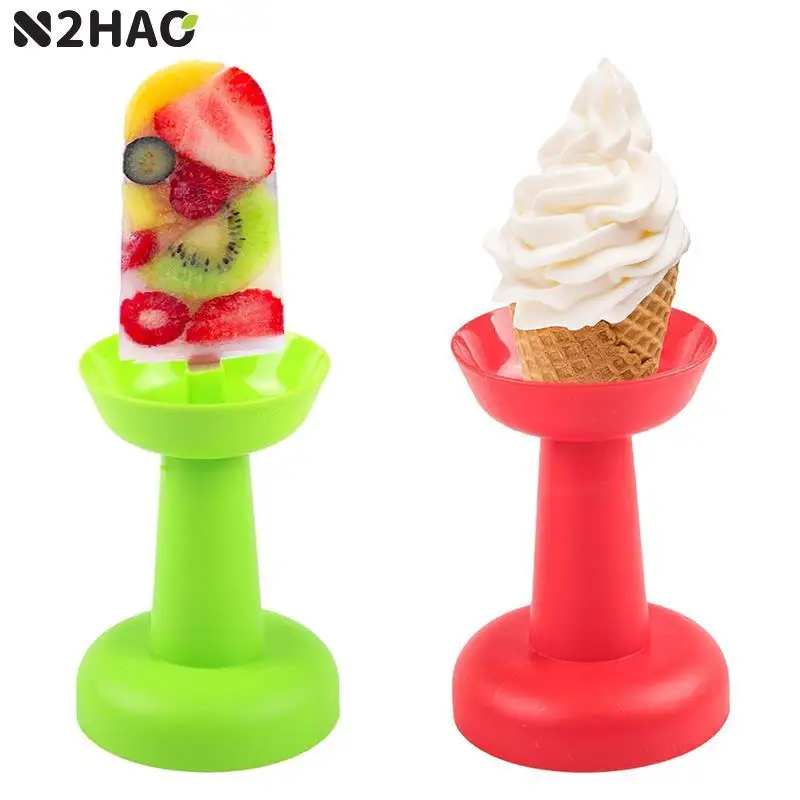 

1pc Drip Guard Holder Lightweight For Kids Cone Popsicle Anti-flow Ice Cream Bracket Plastic Double Ends Portable Indoor Outdoor