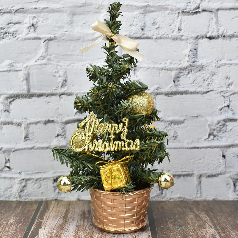 

20cm Mini Christmas Tree Desktop Golden Red Christmas Decorations 2023 New Year Home Party Windows Ornaments Navidad Gifts