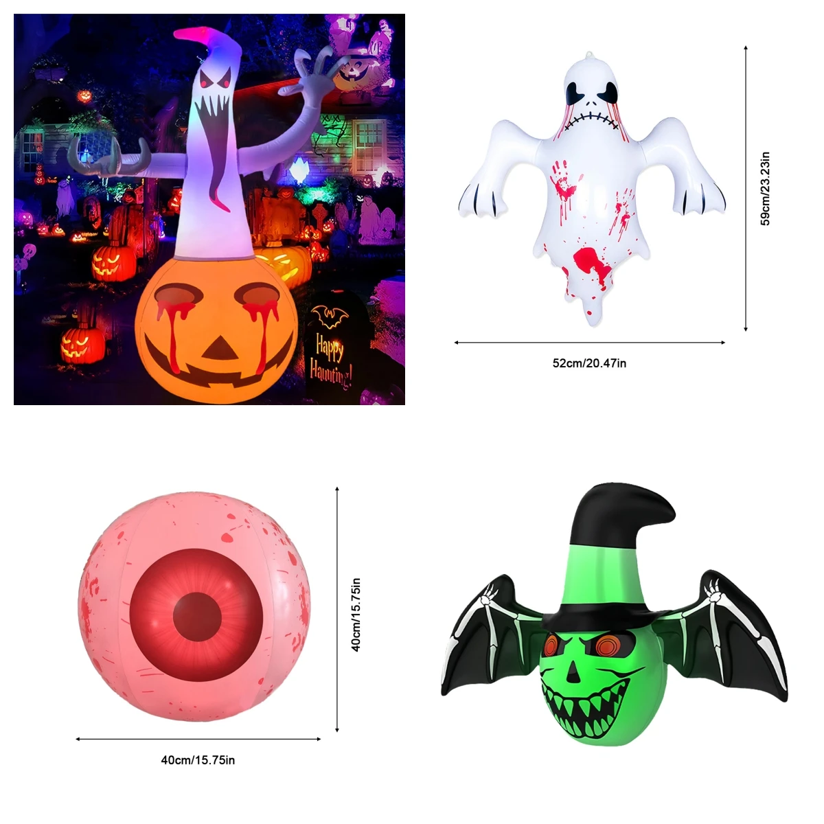 Halloween Inflatable Bat Light-Up Toy LED Bat Inflatable Balloon Glow-in-the-Dark Ornament Light Tumbler Yard Garden Party Decor