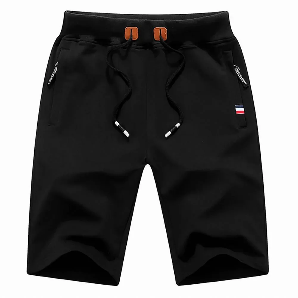 

Summer Men's Casual Shorts Gym Sportwear Knitted Shorts Thin Breathable Swimwear Beach Pants Male Zipper Pocket Drawstring Pants
