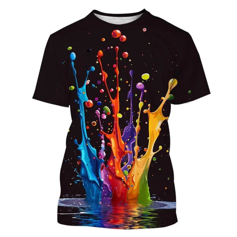 Colorful Paint Pattern T-shirt And Casual Shorts Set For Men_voghion.com
